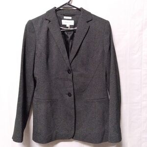 Calvin Klein Stretch Blazer Suit Jacket Dark Gray 2 Button Notch Lapel Size 4